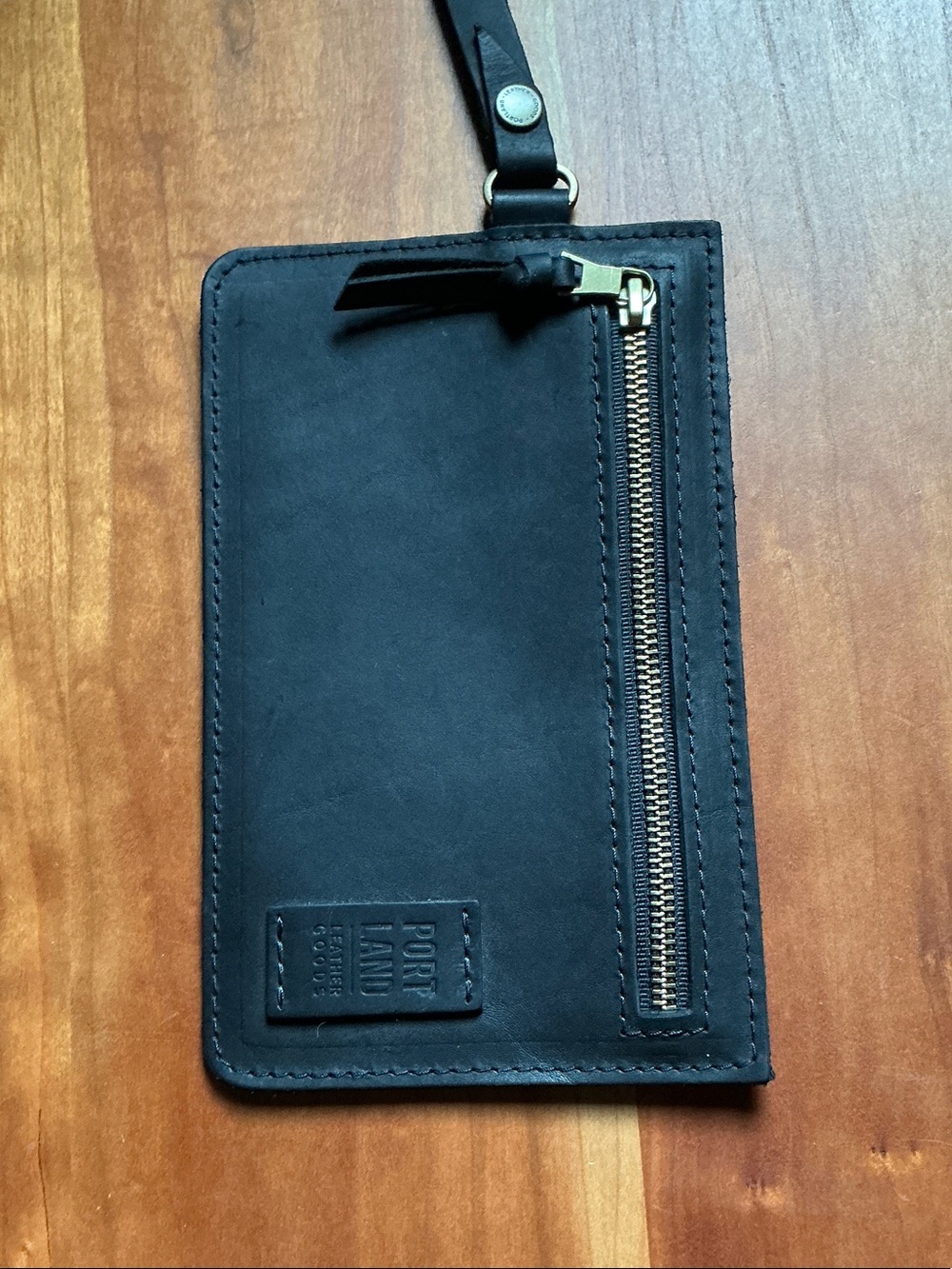 Black Leather Wallet/Pouch with Zip Pocket